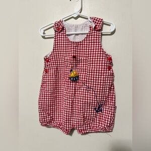 Baby Healthtex Romper 18 Months Red Checked Gingham Sail Boat Anchor Nautical